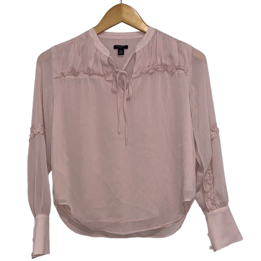 Ann Taylor Wear to Work Chiffon Blouse Women Petite Size XXS